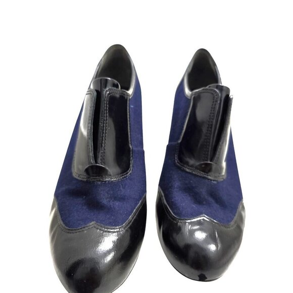 Tory Burch Ankle Wingtip Bootie Heels Navy Blue and Black - Picture 6 of 15